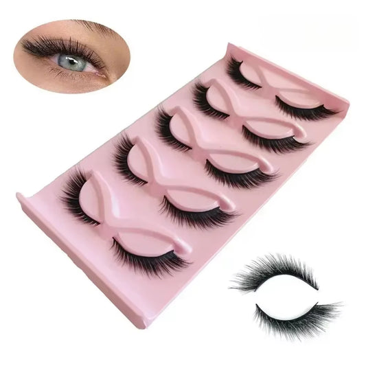 5 Pairs False Eyelashes, Natural Look Lashes Winged False Eyelashes, Slender Fluffy Lashes , Faux Cat Eye Fox Fairy Eye Lashes